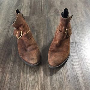 Brown leather boots